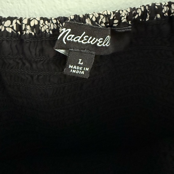 Madewell Lucie Black Floral Long Sleeve Smocked Mini Dress Large - Picture 5 of 7